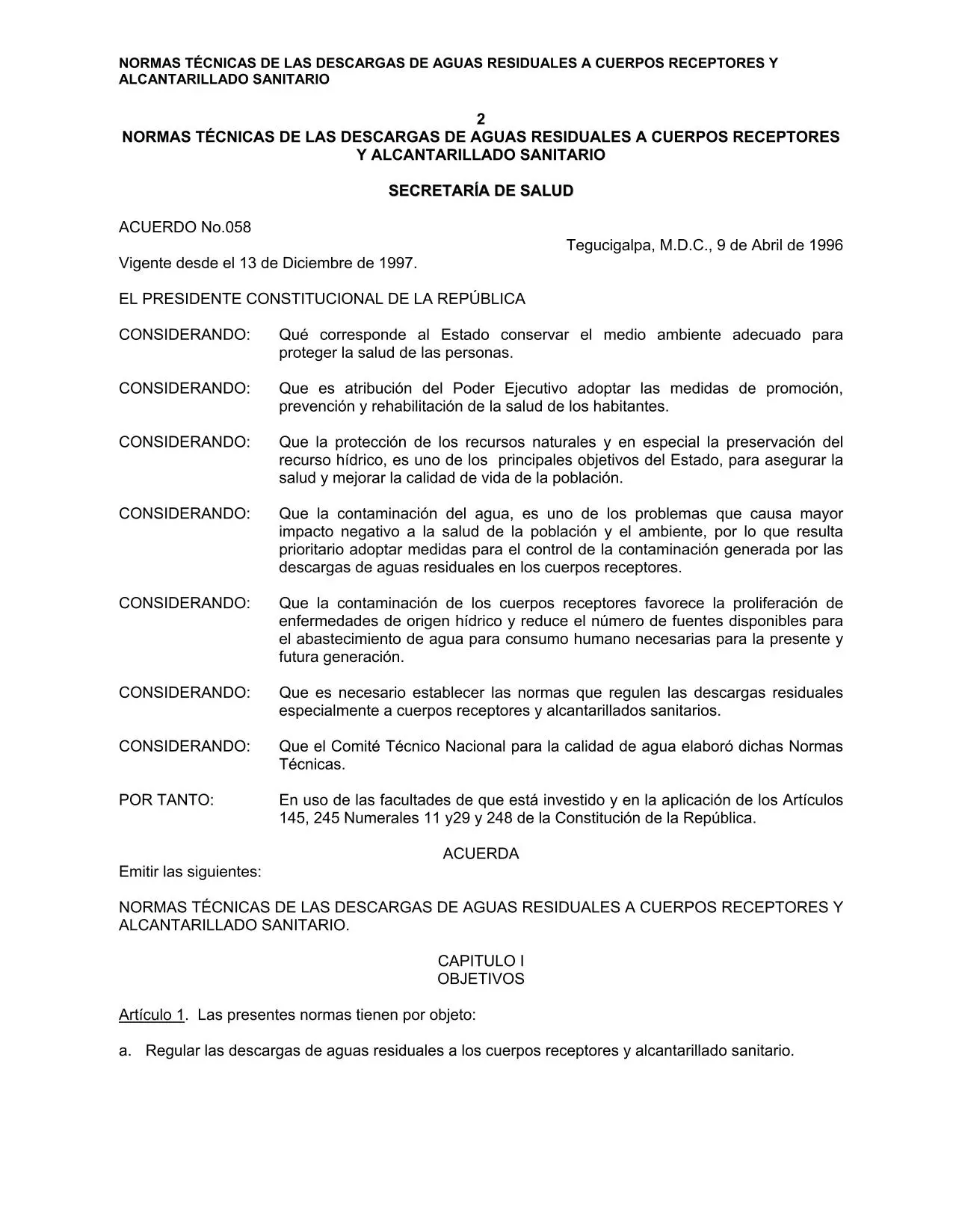 Norma técnica descargas residuales